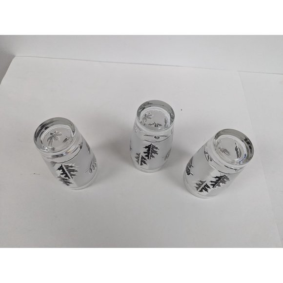 Set of 3 Vintage Libbey Silver Leaf Frosted Glasses 5 3/8" by 2 3/4" Tumblers - Picture 6 of 7